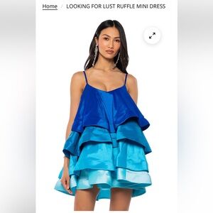 AKIRA Blue Ruffle Mini Dress